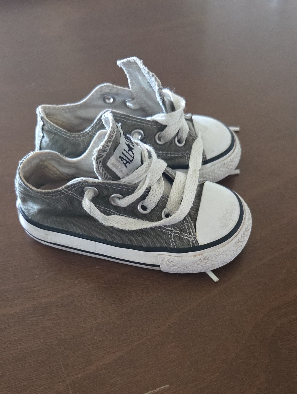 Converse Kids Low Top Canvas Sneakers - Gray and White